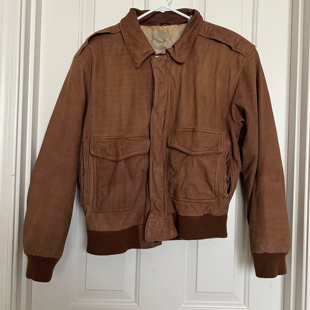 brown leather jacket